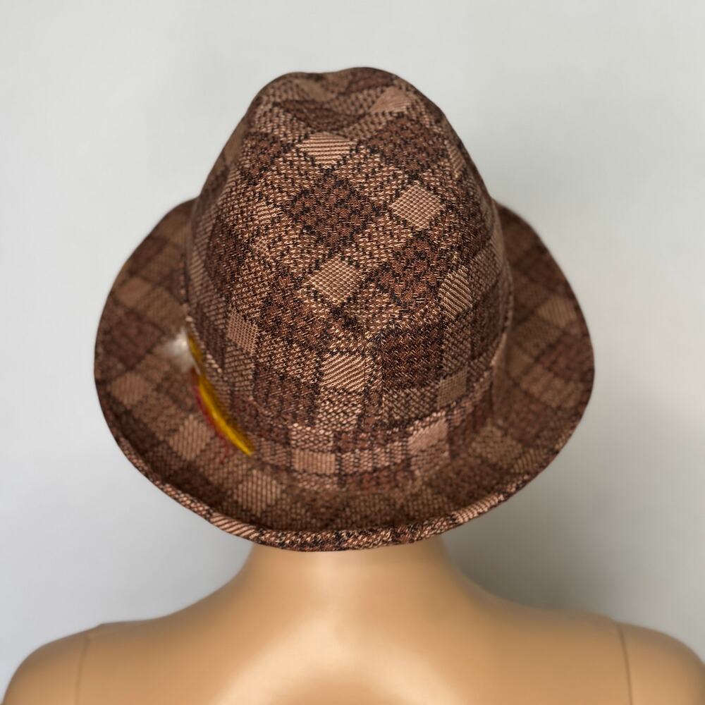 Vintage 1960s Penney’s Towncraft Plaid Fedora Feather Union Made Hat Small - Picture 15 of 16
